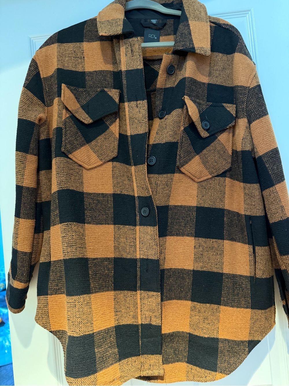 RDI Black & Mustard Plaid Button-Up Shacket